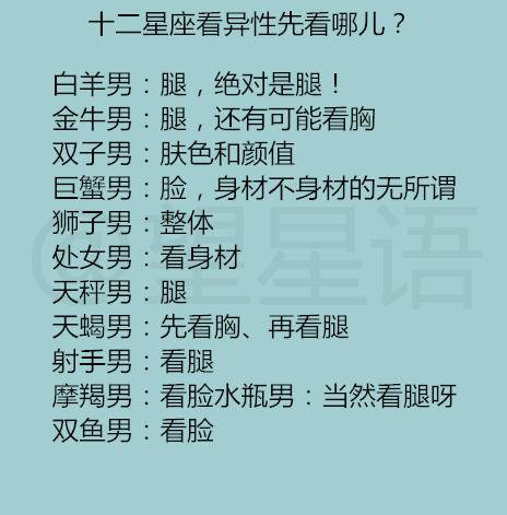 十二星座看异性先看哪儿?