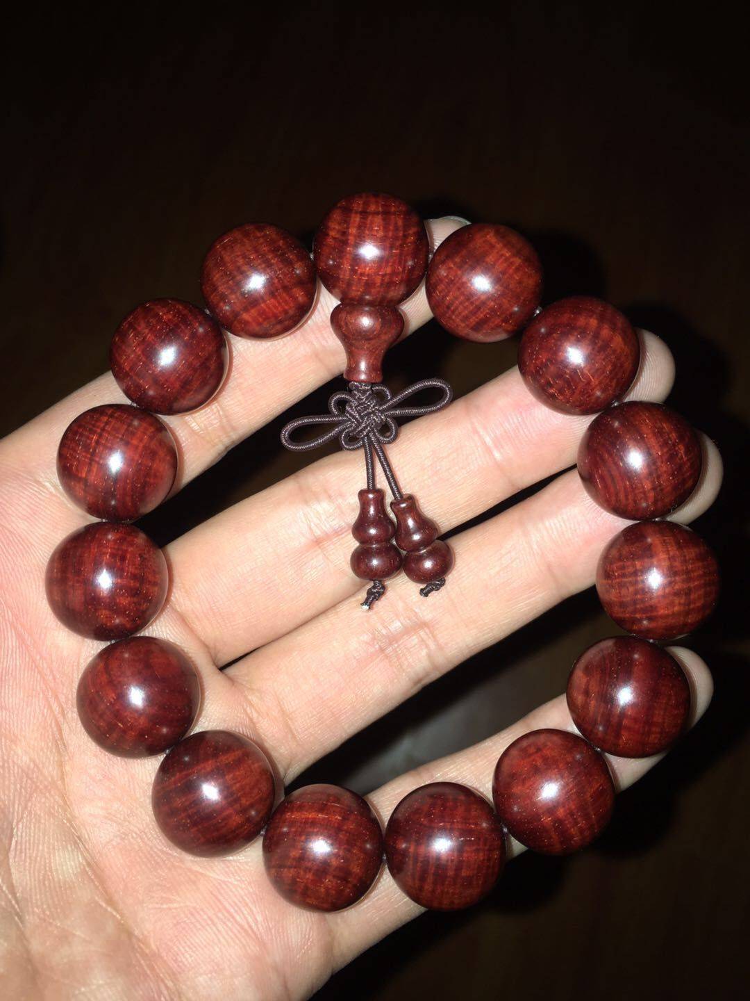 小叶紫檀15mm满水波纹手串