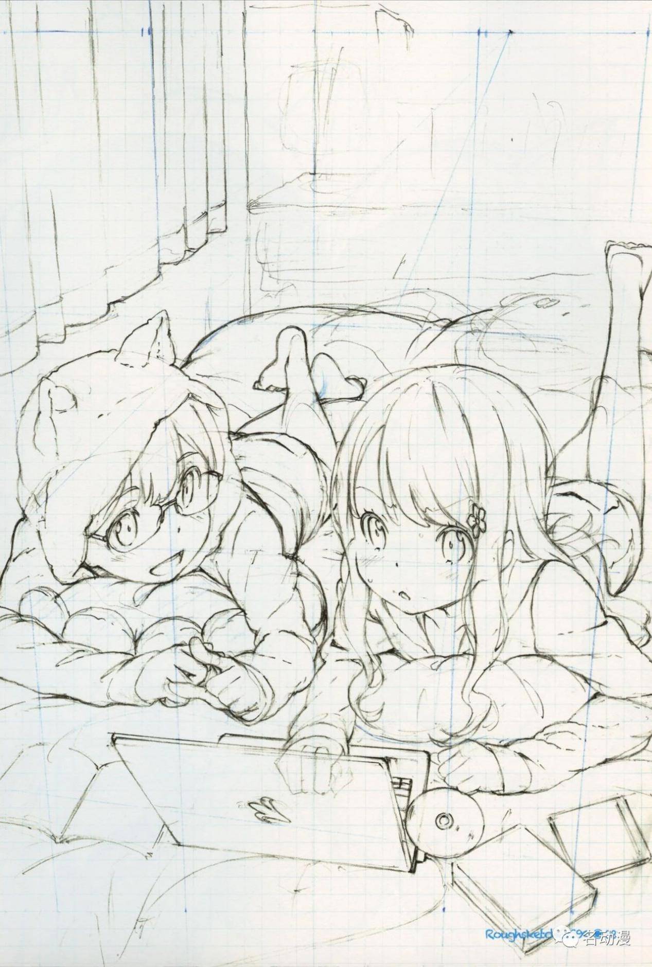 日系手绘插画线稿作品,喜欢萌系美少女的小伙伴不要错过了哦!