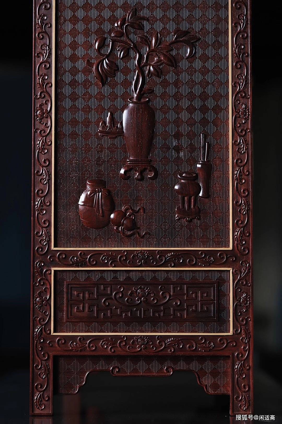 清宫典藏,小叶紫檀,满浮雕博古文玩多宝柜_家具