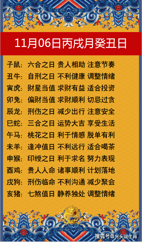 十二生肖2020年11月06日