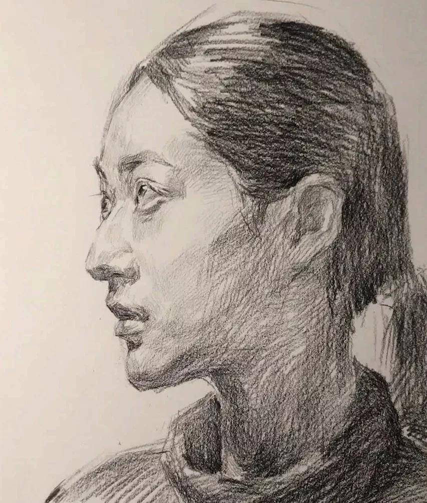 宅美术 教你画神采奕奕的女中年素描头像.