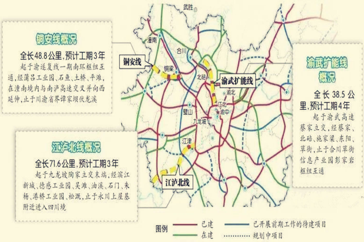 重庆这条高速正在扩建中,全长385公里,分为三部分进行