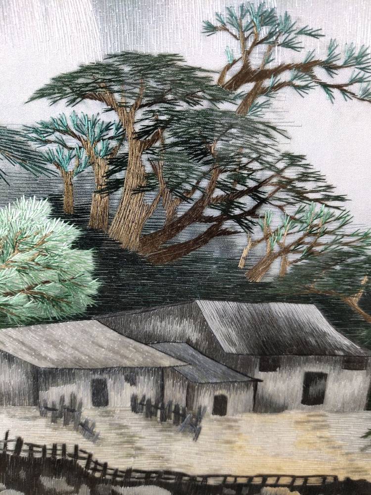 源远流长 山水画 品绣者手工刺绣精品湘绣