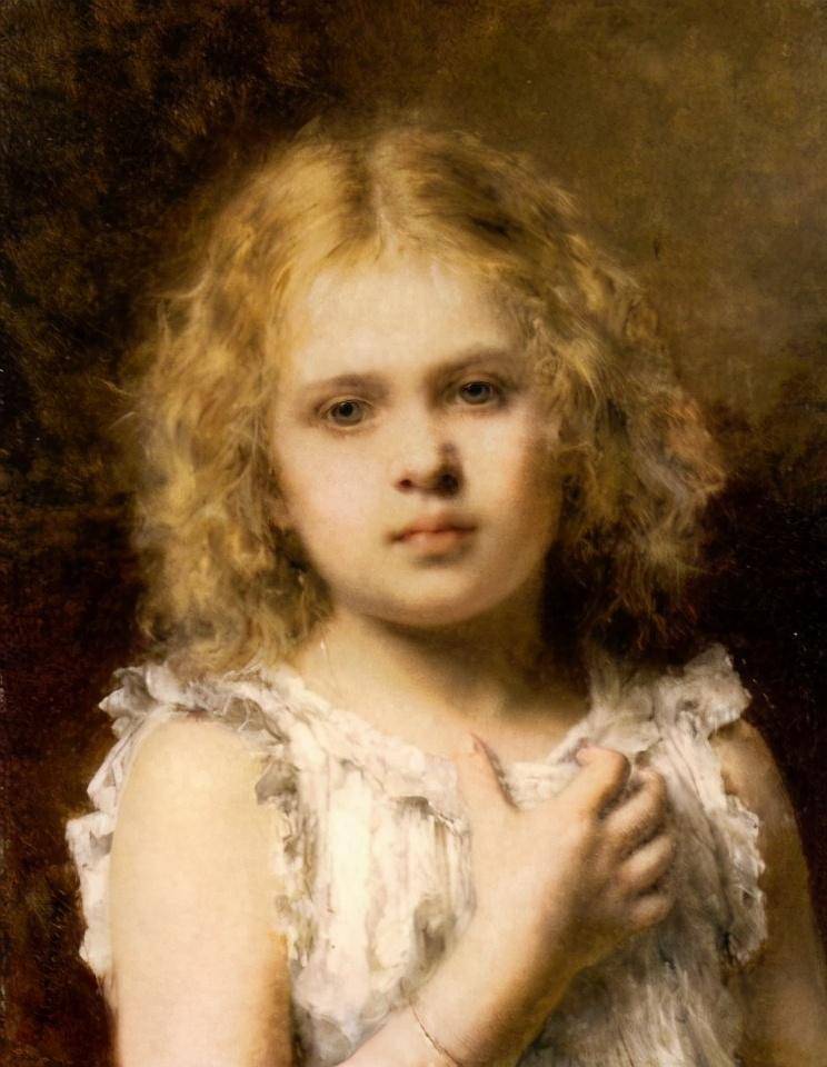 俄罗斯画家油画中的小女孩可真漂亮