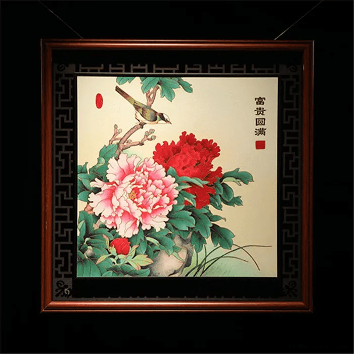 国色天香掐丝珐琅三联画戴嘉林大师作品