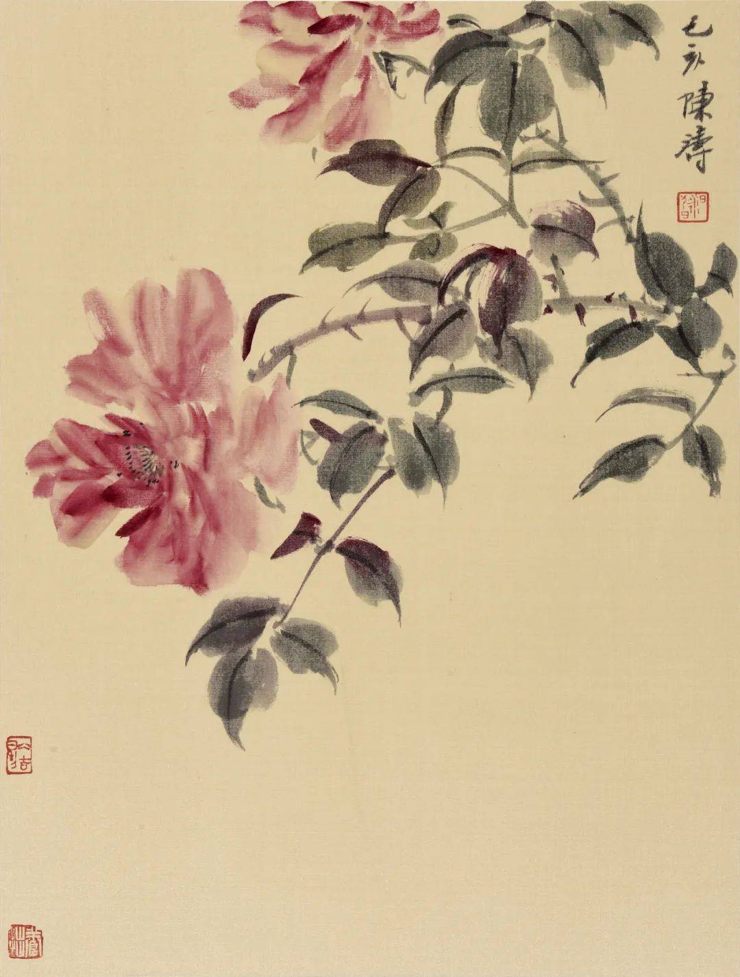 捻枝春花问春秋著名画家陈涛花鸟画赏读