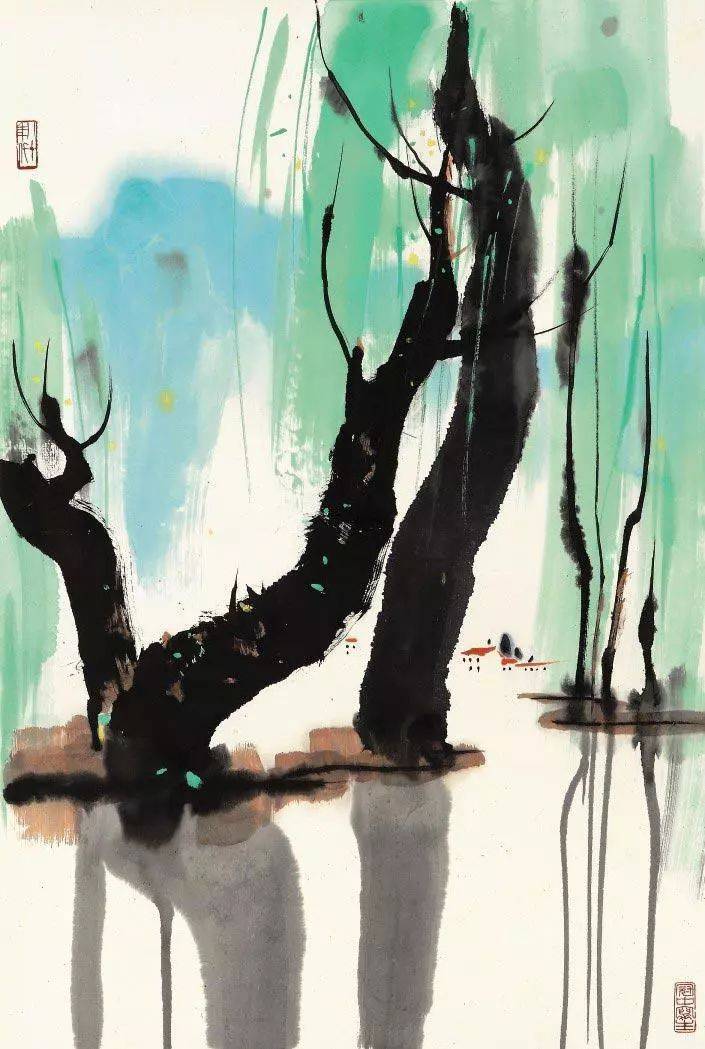 千姿百态大师吴冠中笔下的树