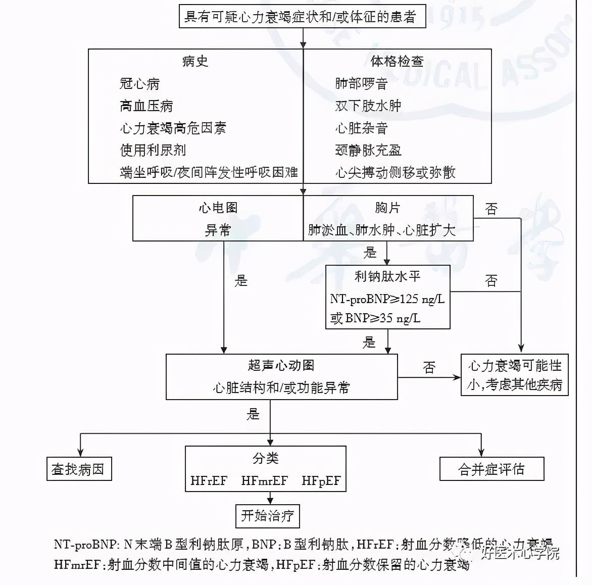 2018中国心衰指南:诊断流程图其中hfmref在2018年中国心衰诊断与治疗