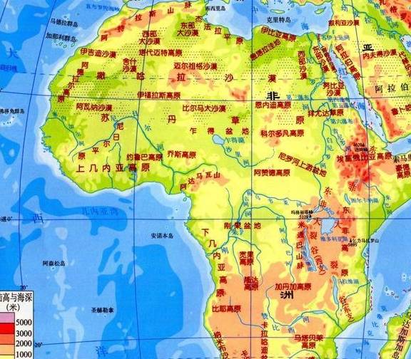 非洲地形特征:海岸线最为平直,高原地形为主被称为高原大陆