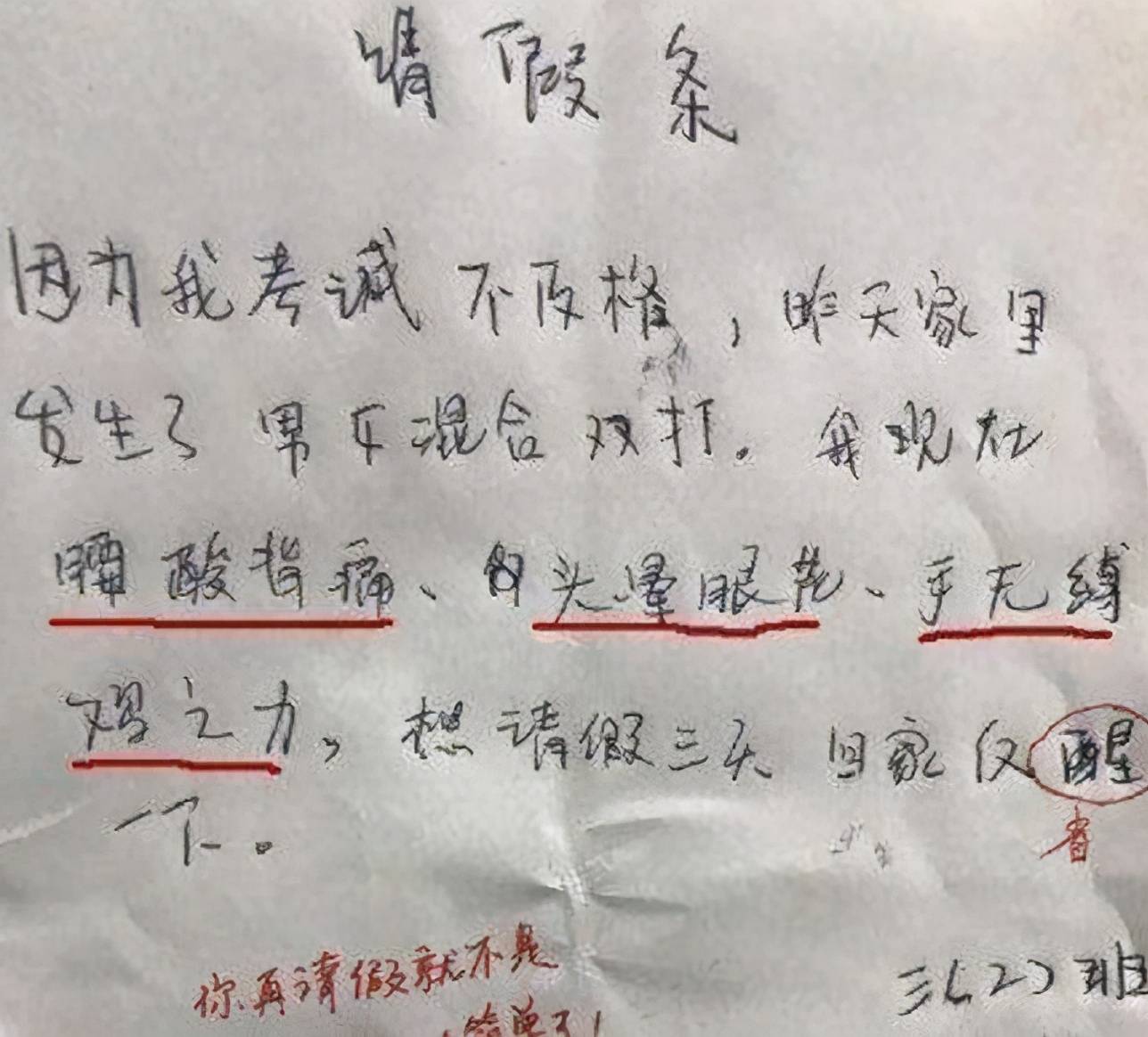 原創小學生不想上學寫奇葩請假條竟然連家裡寵物狗生了都要請假