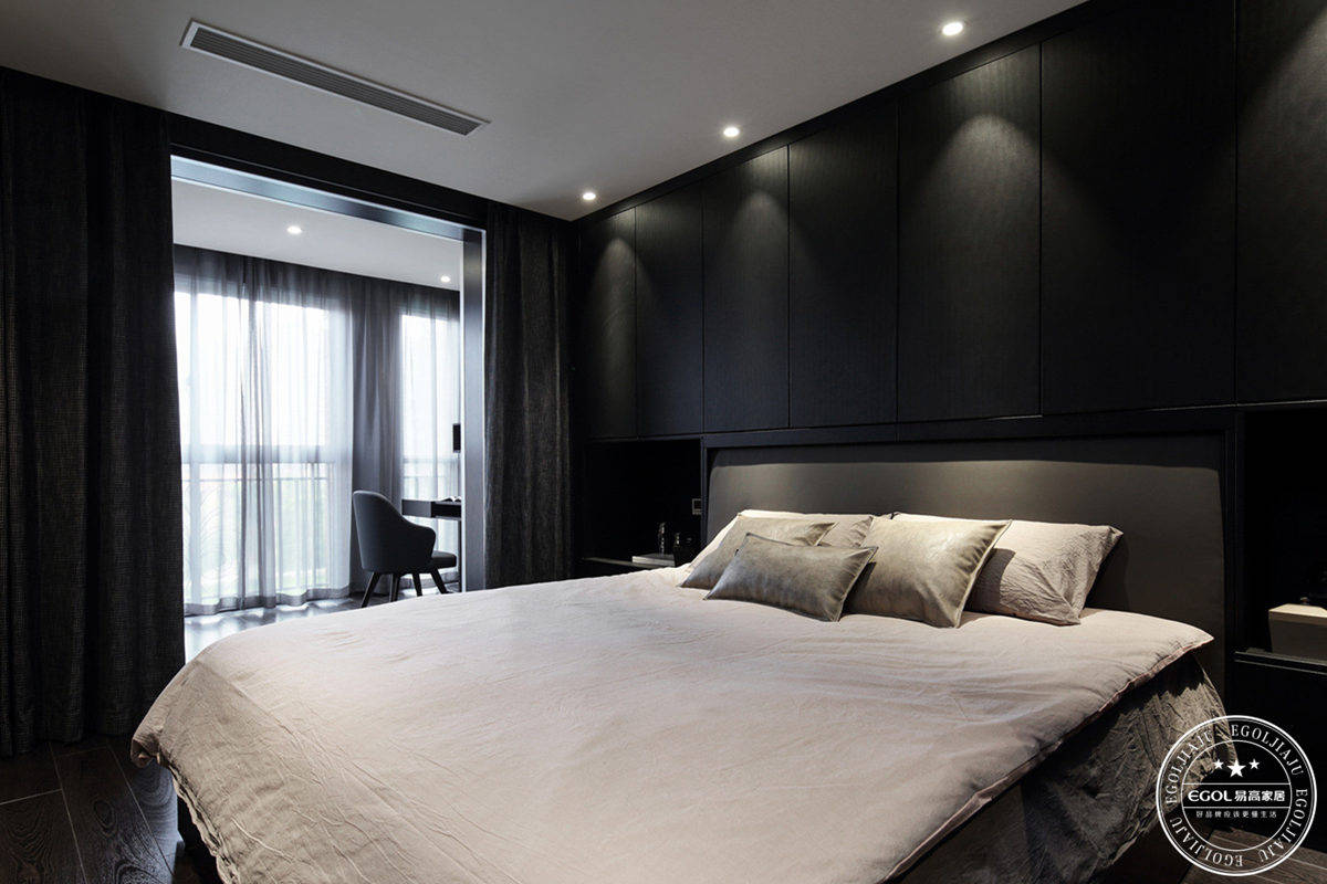 黑灰色系装修效果图,120平打造沉稳舒适中性风!