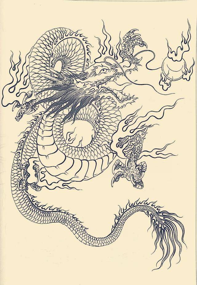 白描画稿:中华龙三十图谱