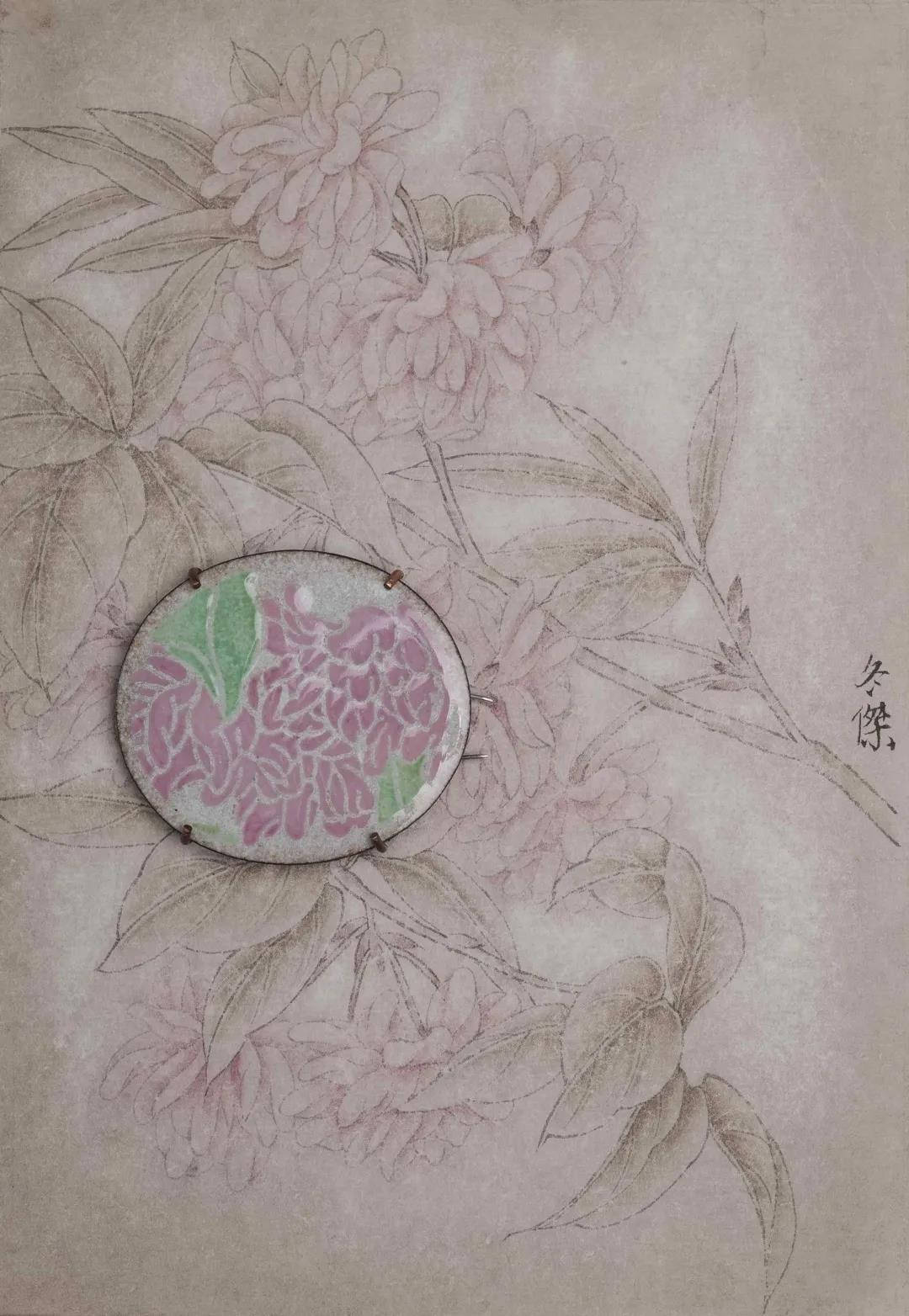 《山水珐琅之歌》冯冬杰,段燕俪珐琅,纸本水墨40×30cm