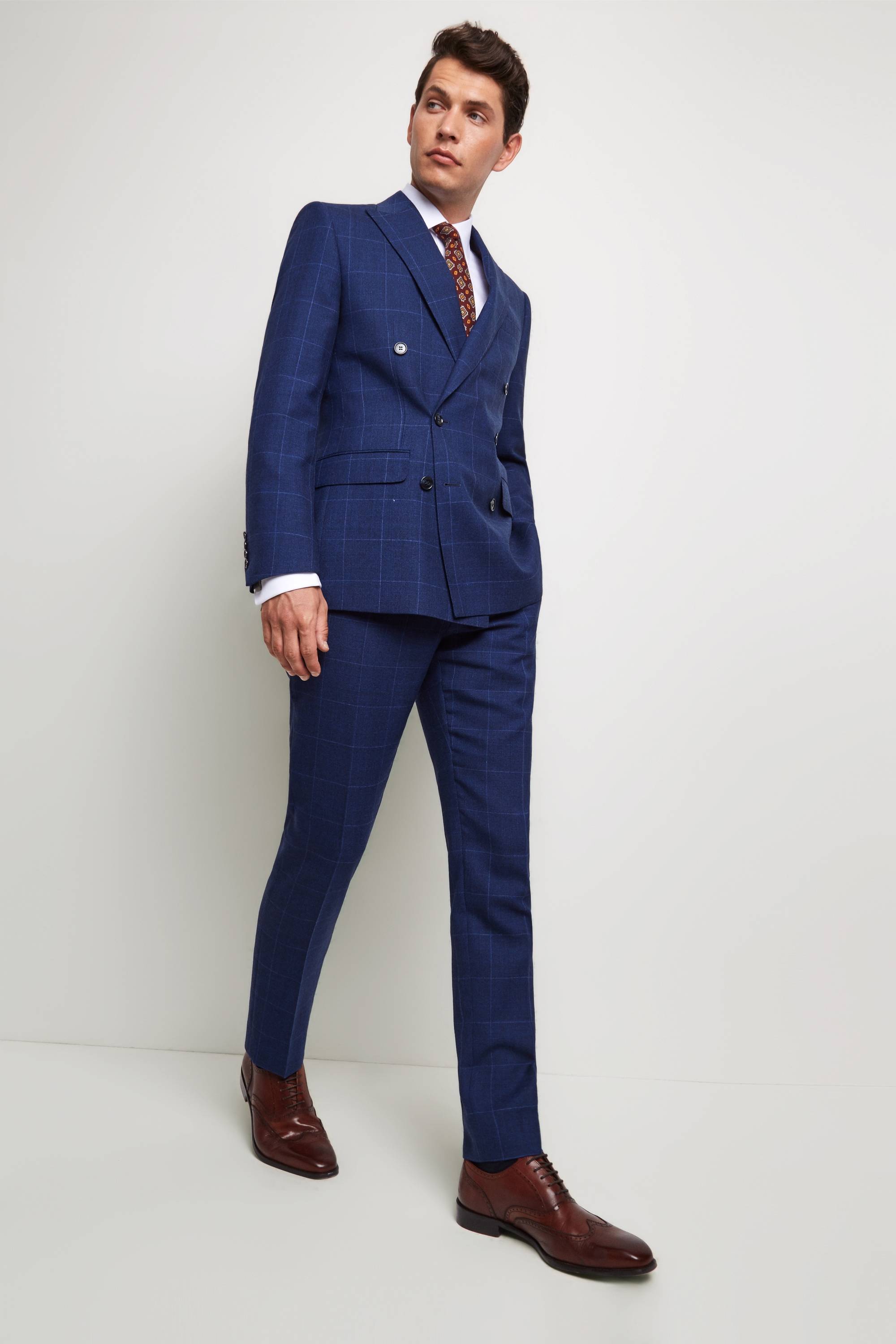 男士商务双排扣西装_条纹