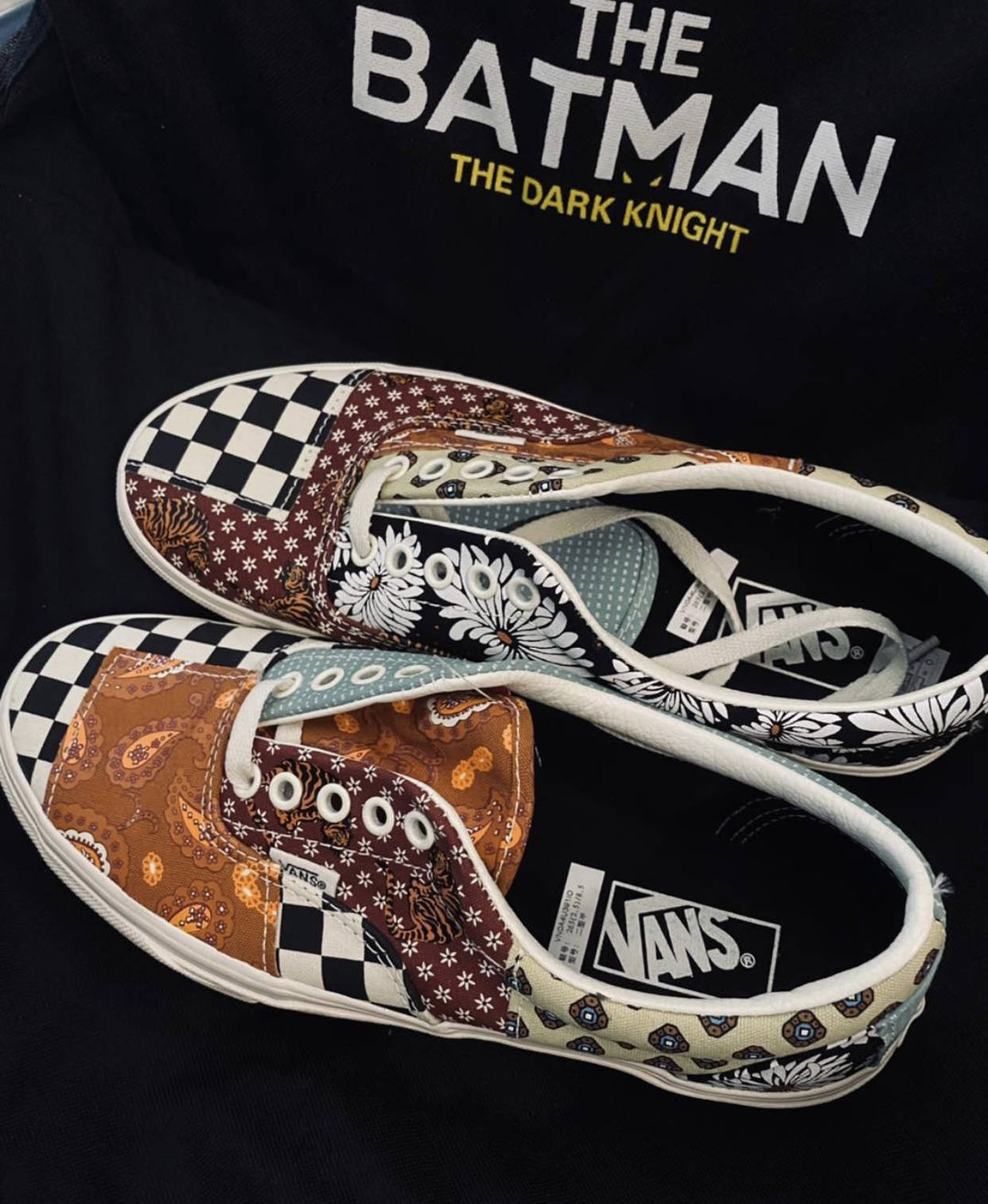 多种图案组合拼接复古 vans era 腰果花拼接