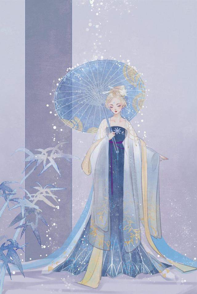 图片[6]-迪士尼公主又穿汉服啦，白雪公主的团扇好可爱，艾莎举着小伞-魔性次元
