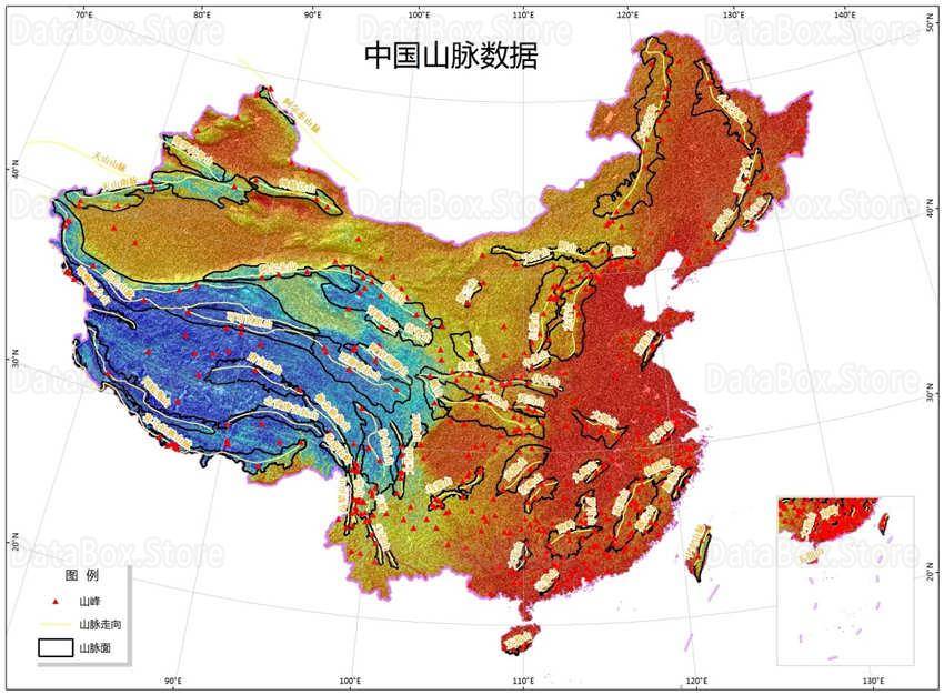 中国主要山脉及山峰分布数据