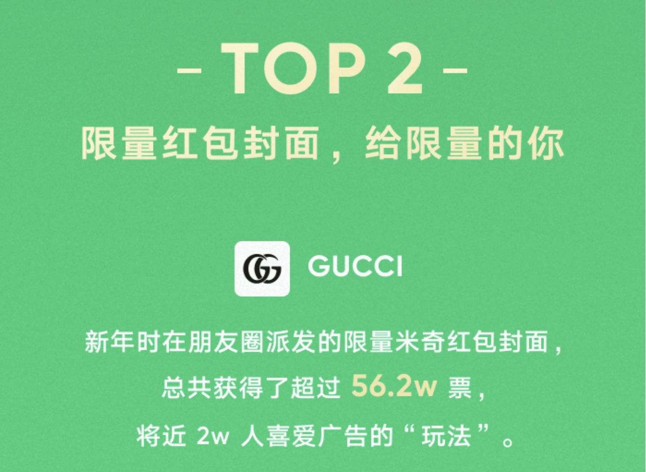 限量|Gucci米奇限量红包封面荣获用户最喜爱的朋友圈广告第二名