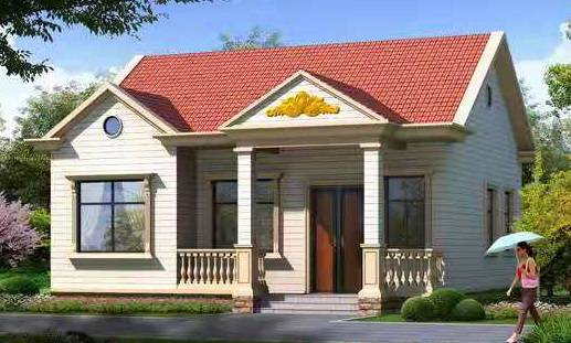 农村110㎡简单设计自建别墅小院回廊体现夏日清凉