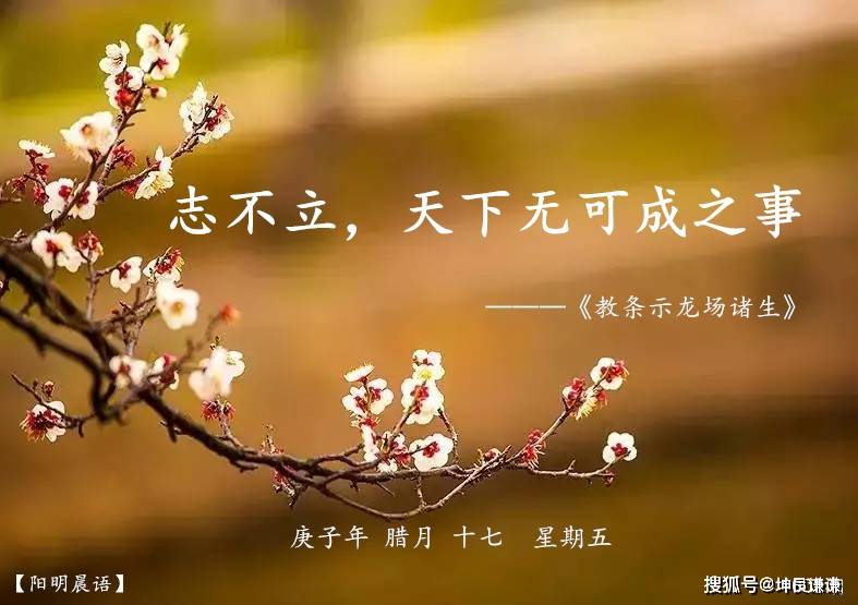 年 腊月 十七 星期五———《教条示龙场诸生》志不立,天下无可成之事