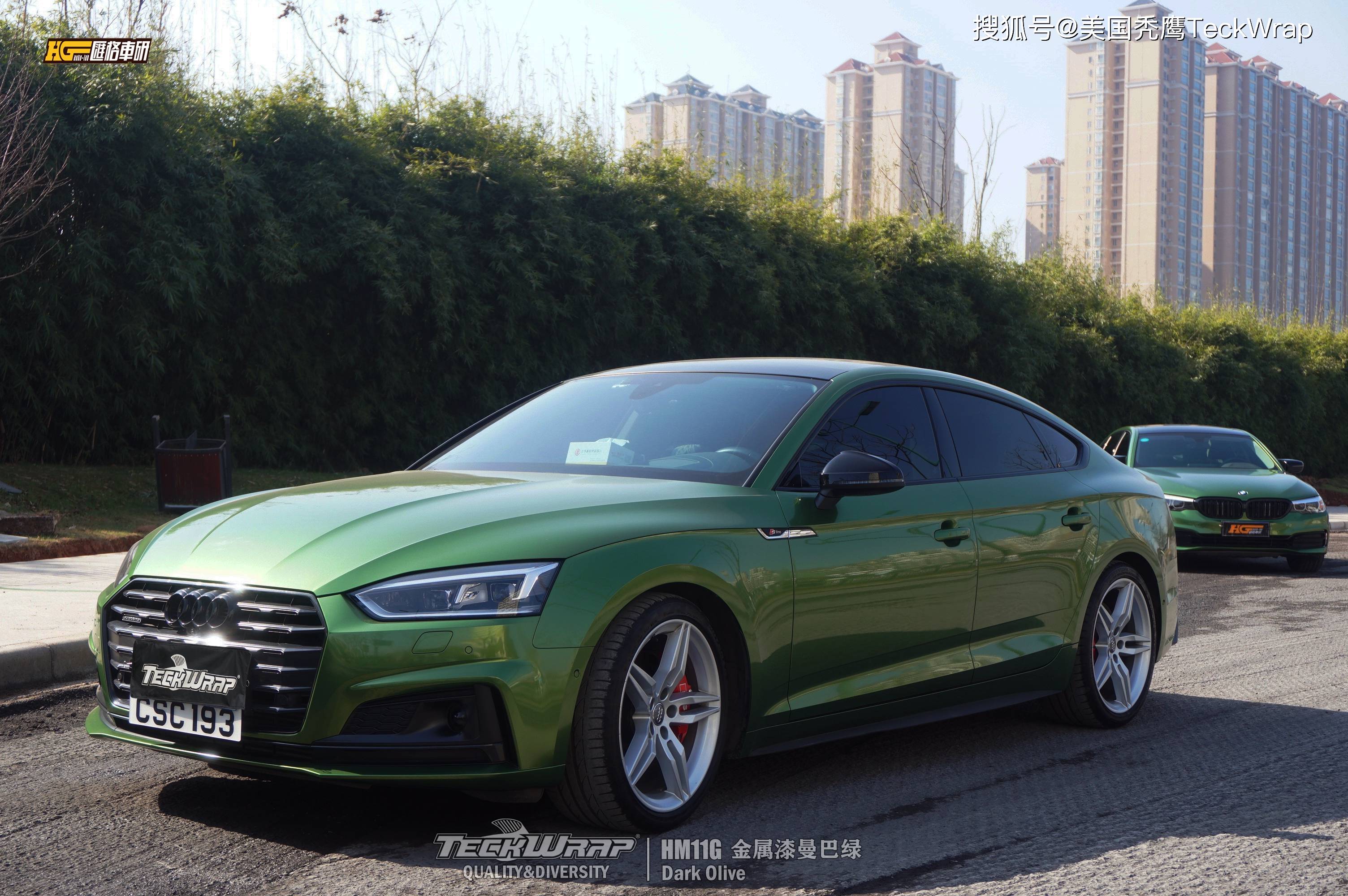 teckwrap秃鹰进口车身改色膜|hm11g金属漆曼巴绿|奥迪a5_手机搜狐网