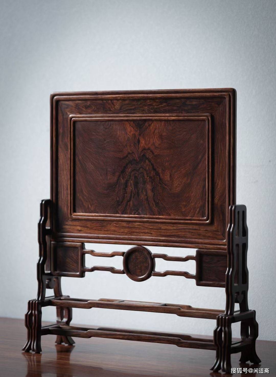 清雅方物,文房清供,海南黄花梨双线条插屏