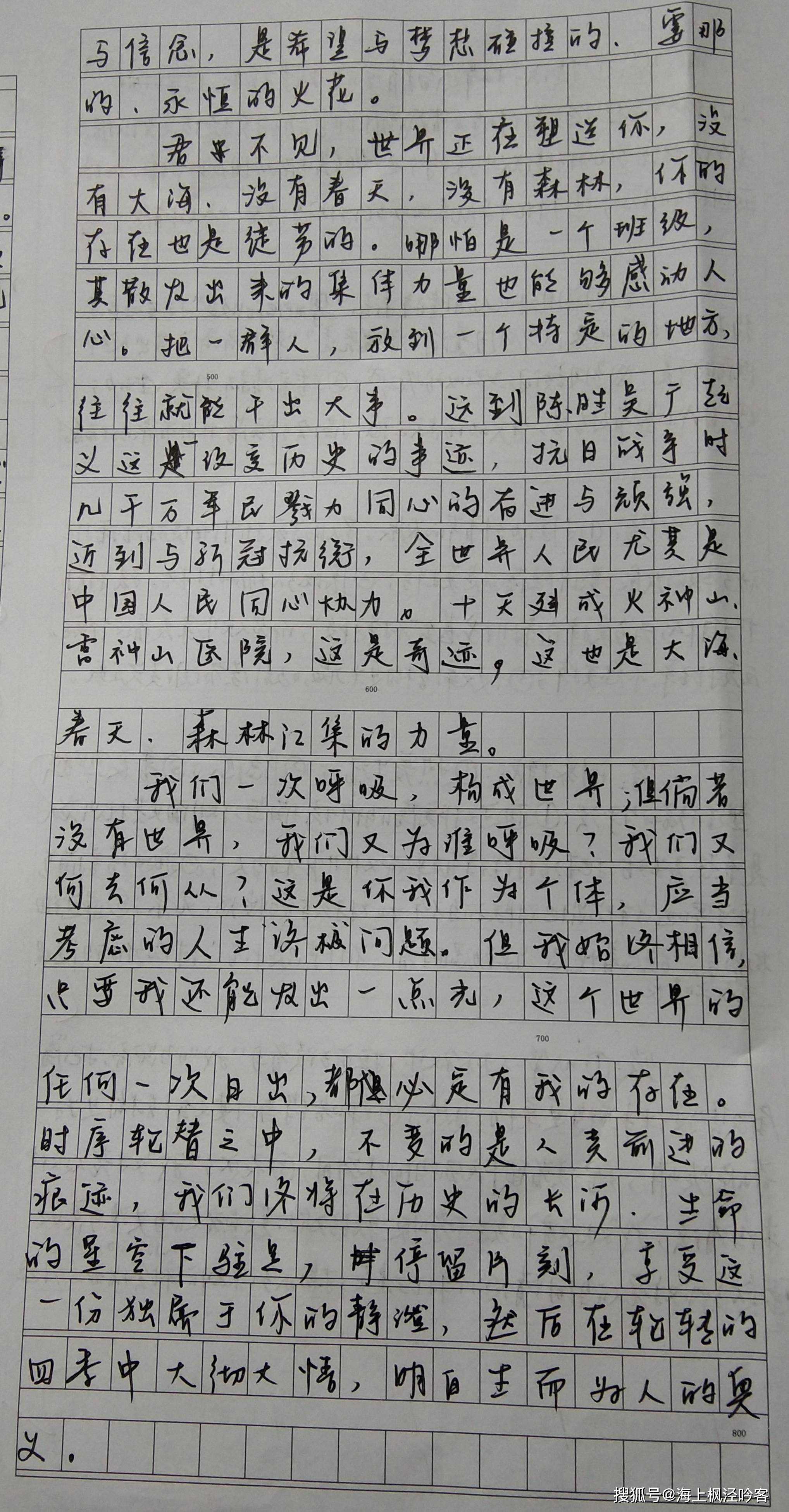 作文800字高中手写图片