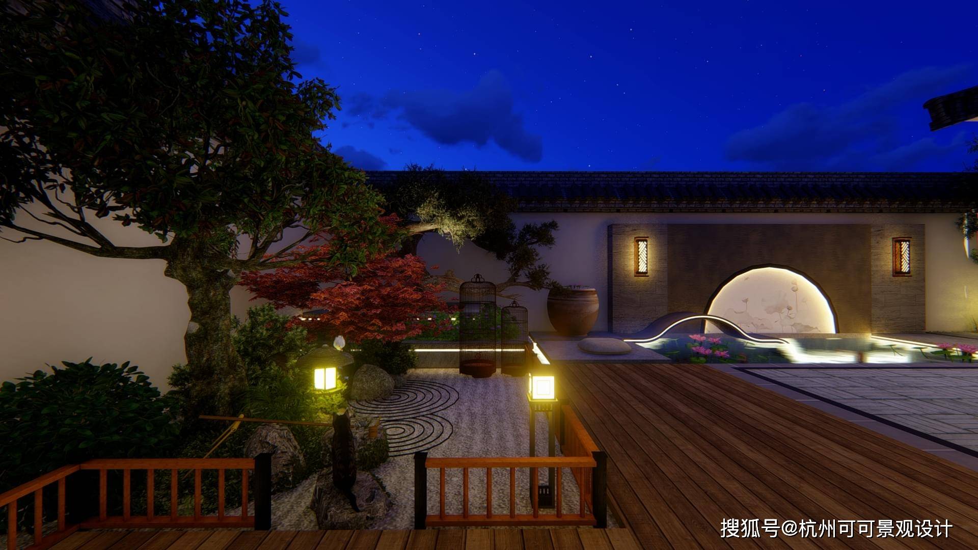 庭院灯光设计灯光这样设计庭院夜景才有质感仿若光与影在对话