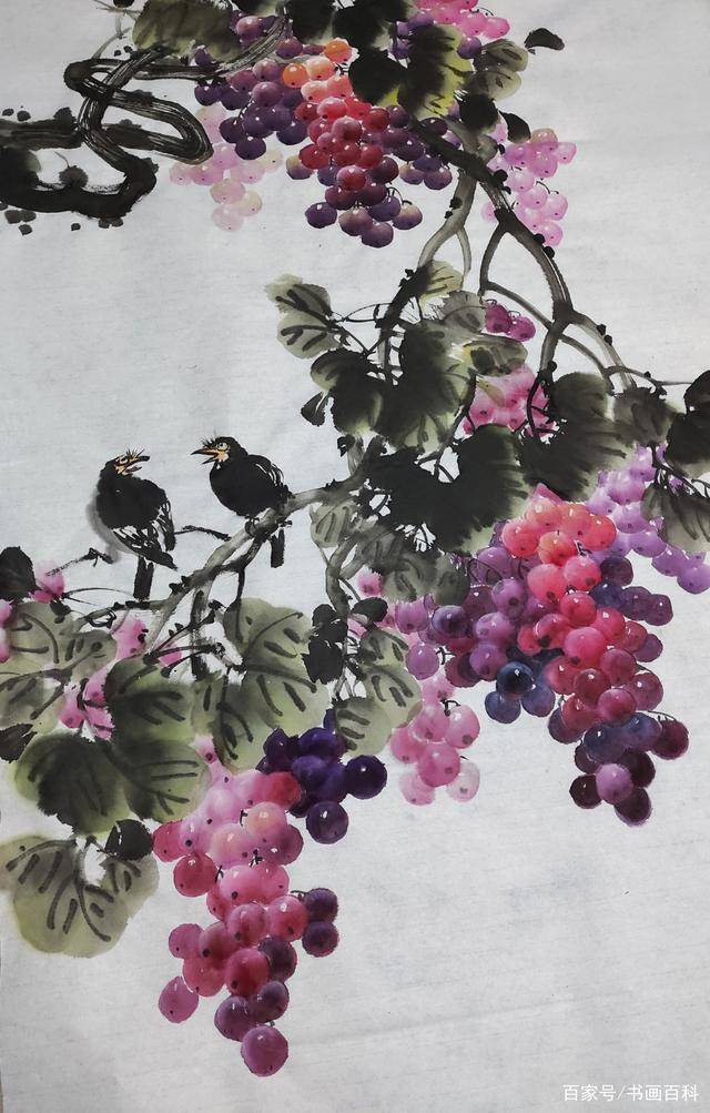 艺术家王晓梅国画写意葡萄作品