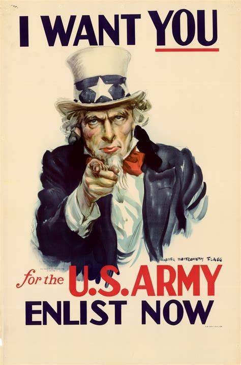 二战冷知识美国最知名的征兵海报创意是抄的模特是画家本人