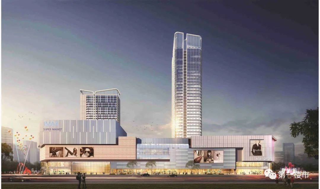 龙湖cbd商业地块的效果图,建成后将与西侧的奥特莱斯一起组成蜀西湖