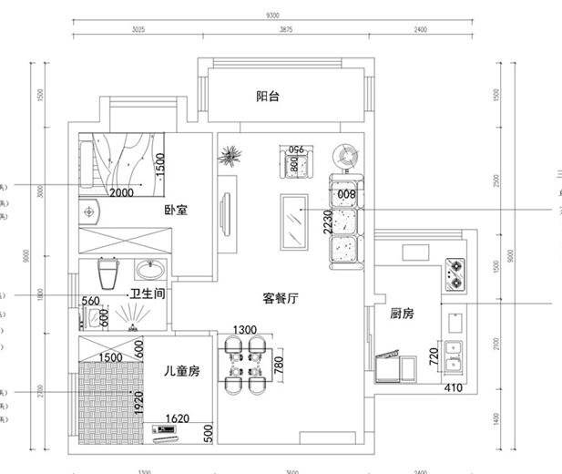 這套房子是81平米兩室一廳一廚一衛的戶型,客餐廳相連,設計通透明亮