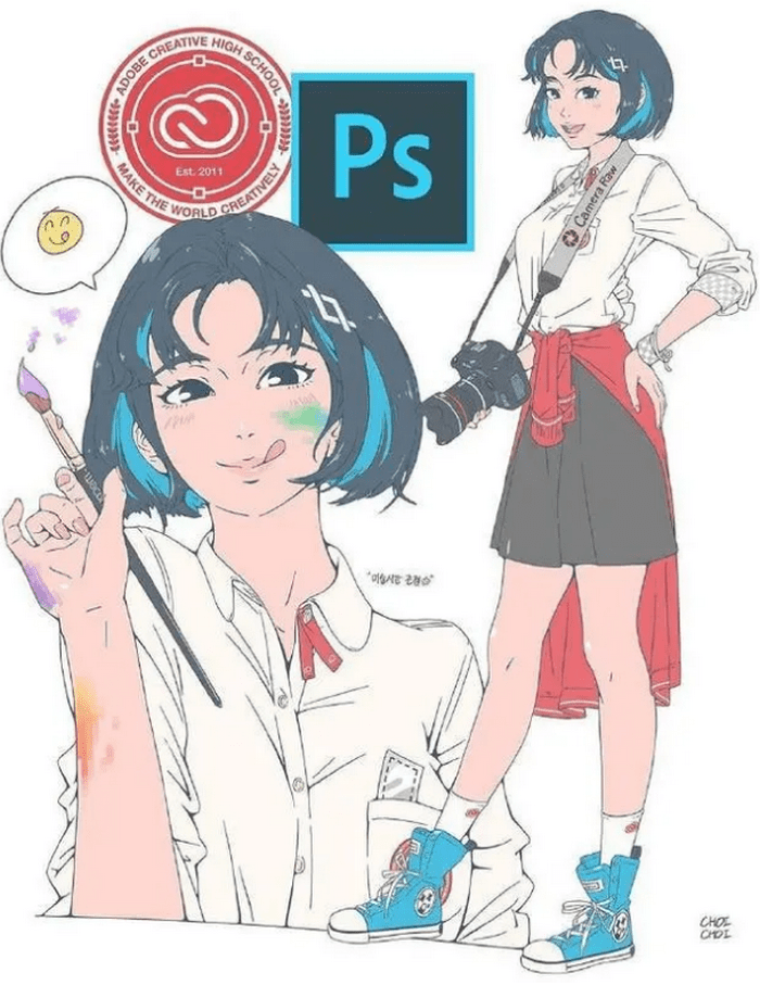 原创各种办公软件拟人化后pr化身为运动女孩ps是美术生兼摄影师