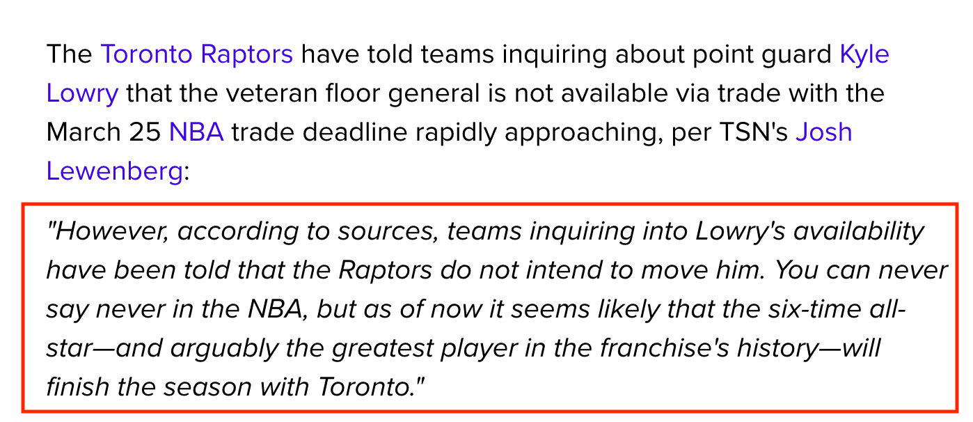 交易传闻更新 猛龙无意放弃洛瑞 热火追丁威迪 湖人也有新目标 鲍尔