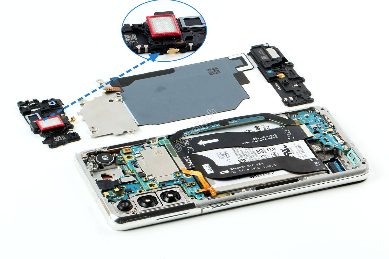 三星galaxys21拆解双层主板滤波器集成在芯片内