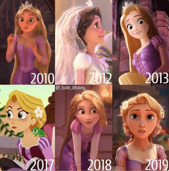 图片[8]-网友分享迪士尼公主历年造型变化，艾莎日渐严肃，木兰扮相多变-魔性次元