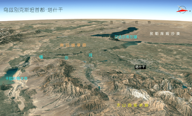 中亚五国首都，高清3D地图：阿拉木图、比什凯克、杜尚别、塔什干