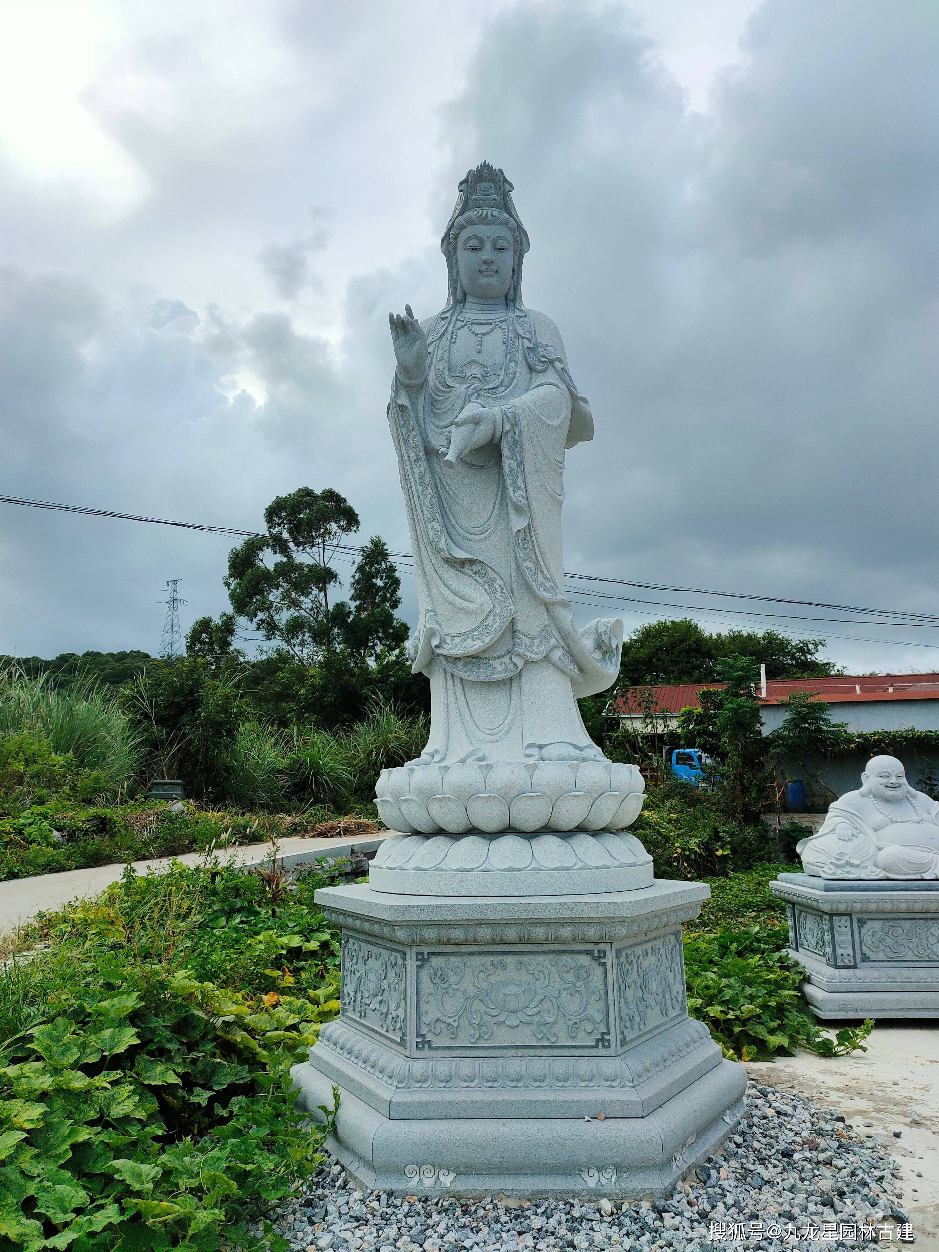 石雕聖觀音菩薩頭部 石仏頭 高35cm 石雕菩薩頭像 仏教美術 古美術