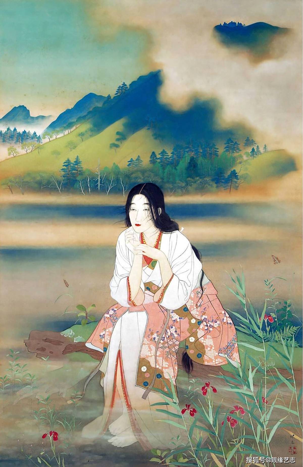 日本传统绘画精赏梅唇秋园新娘伊香