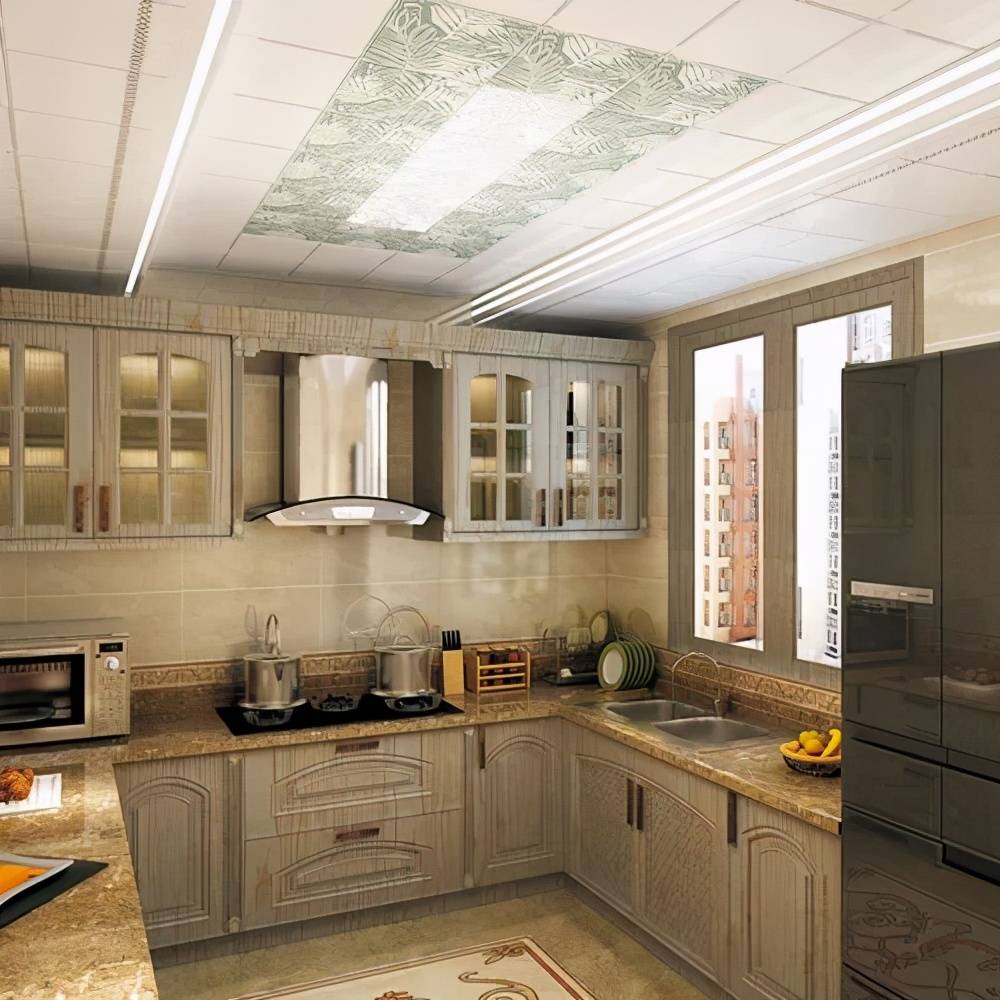 pvc扣板吊顶的图案,花色较多  能够满足多种装修风格  而且pvc潮揪