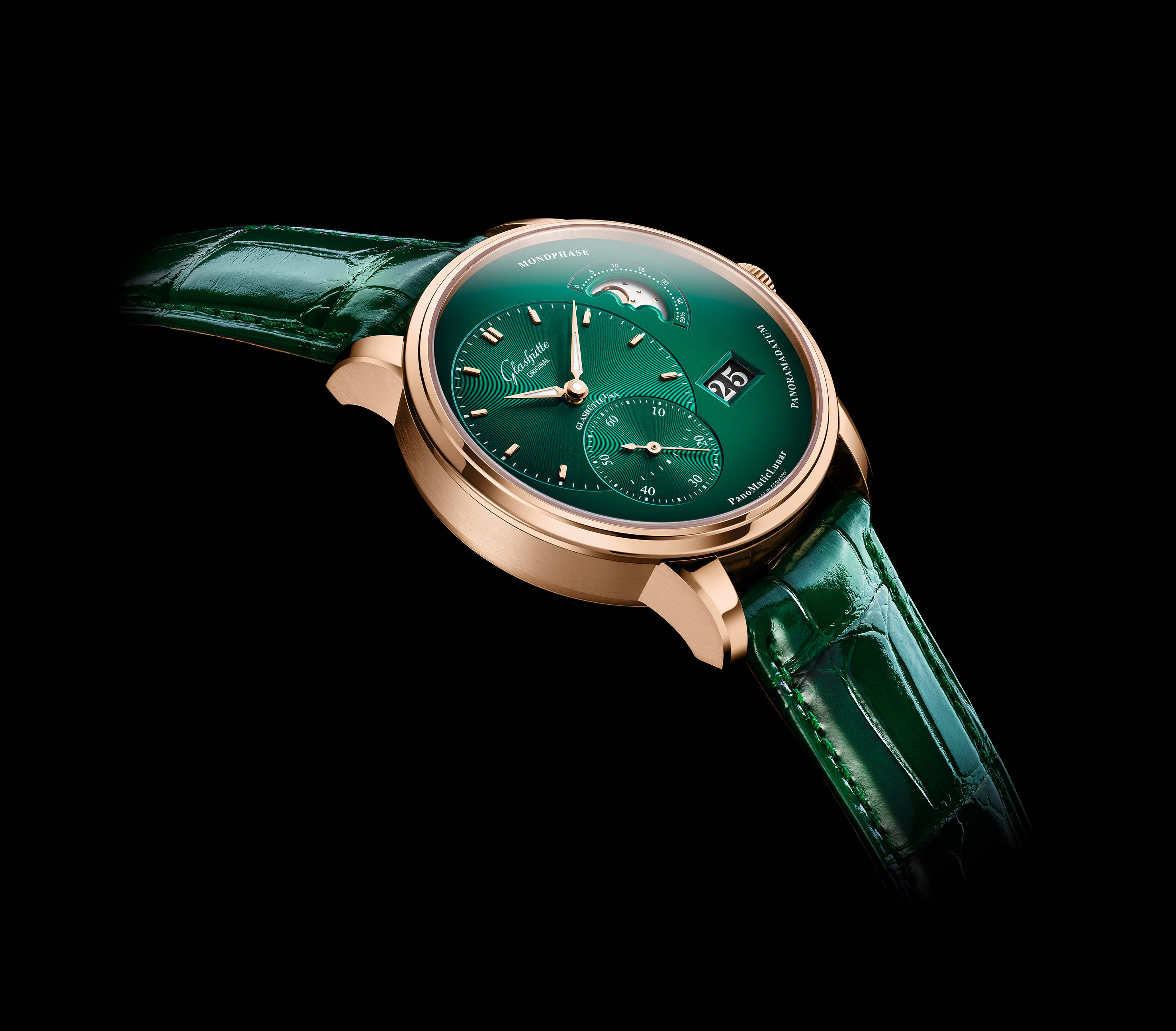 一见倾心:格拉苏蒂原创发布红金森林绿款偏心月相腕表