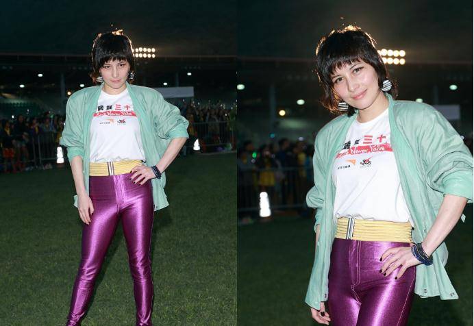 原创何超仪这明星当得真叛逆黑色运动裤配高跟鞋随便混搭超显个性