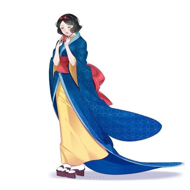 图片[6]-迪士尼公主换上日本衣服，不同的和服各有特色，艾莎不愧是女王-魔性次元