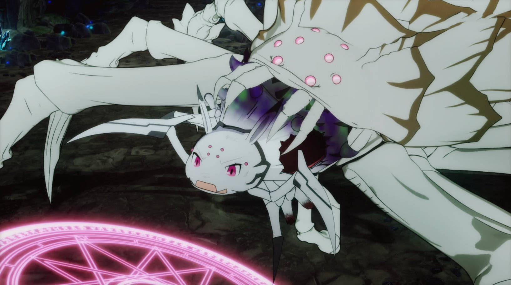 蜘蛛子的hp早就已经见底了,目前完全靠着"忍耐"这个技能撑着,如果蜘蛛