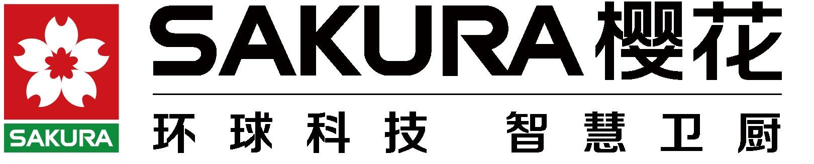 并且拥有专属logo:正方形红底白色樱花图案下面是长方形绿底白字,写有