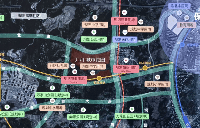 周边全是丘陵地带高地起伏,几条主要的道路悦港大道和公园东路也仍在