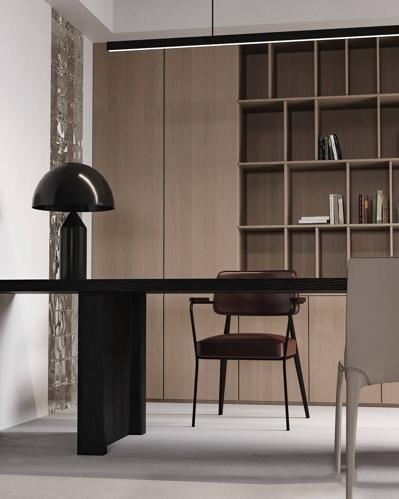 一字板式柜具有传统的气息,深沉而宁静,帝王柜族用不规则的收纳隔层