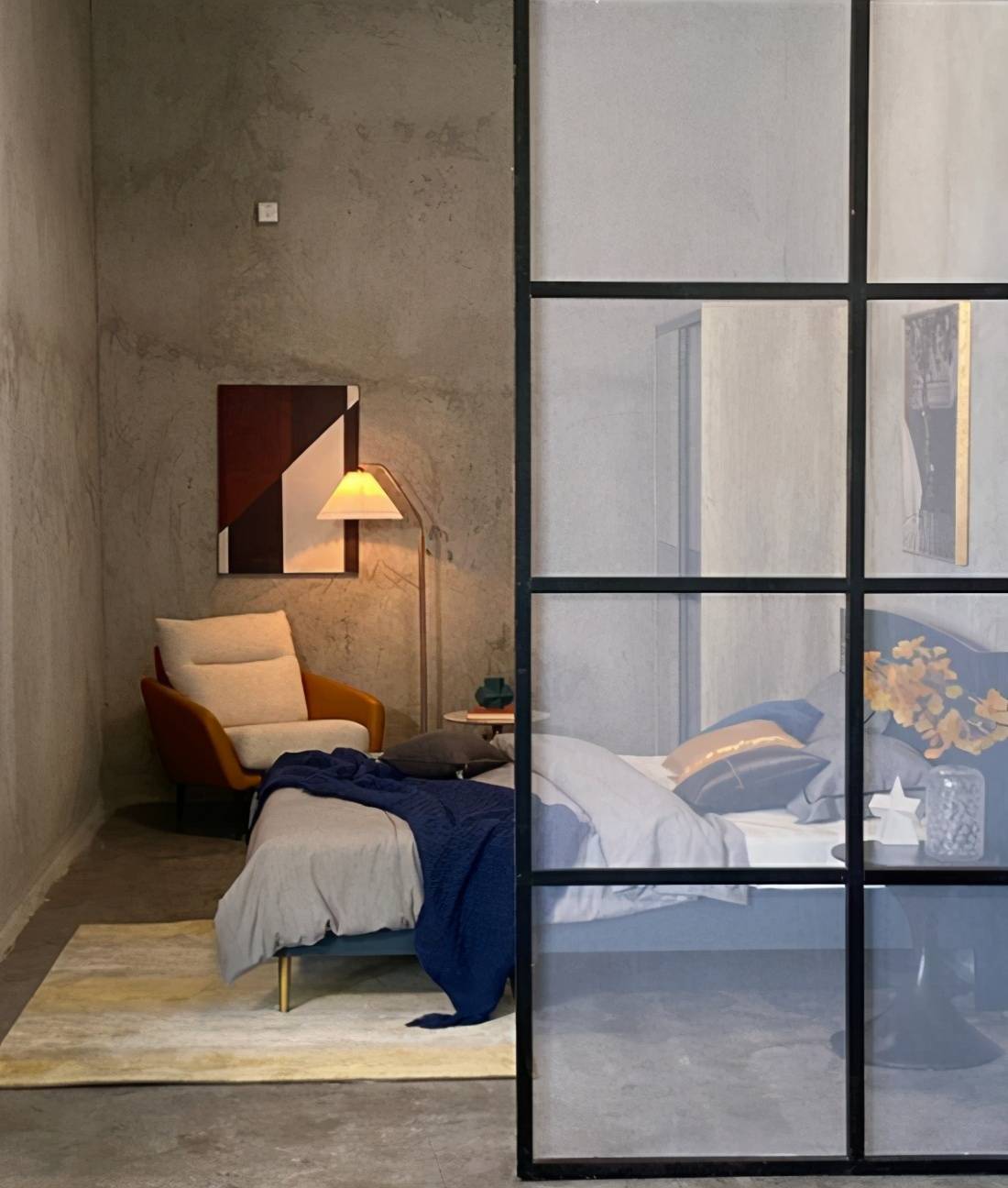 毛坯房直接布置软装,这效果也太漂亮了吧!水泥地光滑如同镜面