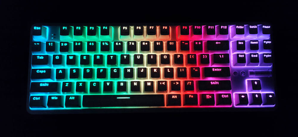 黑夜里的极致 热插拔红轴 黑爵k870t蓝牙双模机械键盘